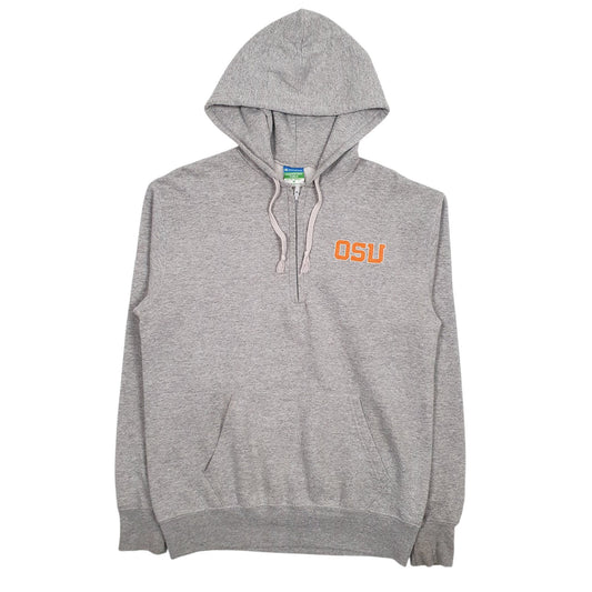 Mens Grey Champion Hooded Quarter Zip Jumper