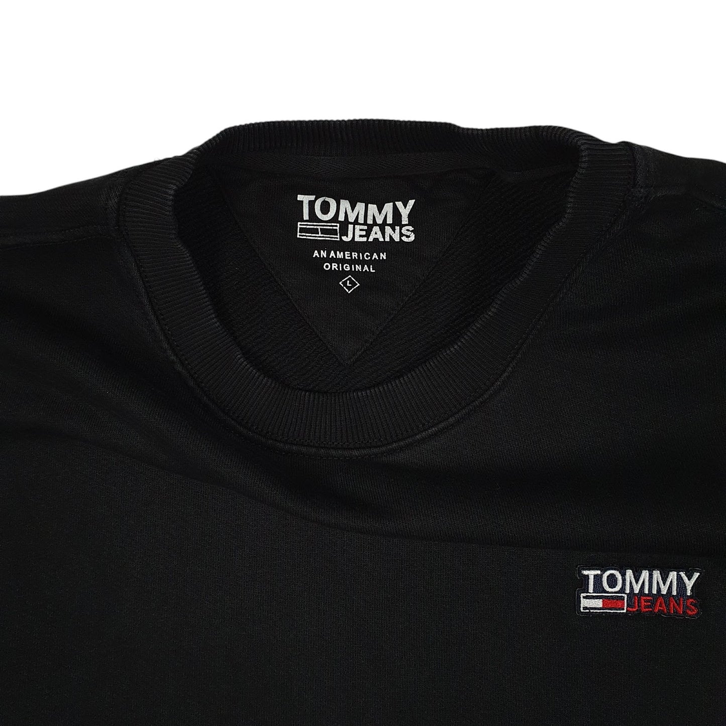 Mens Black Tommy Hilfiger Tommy Jeans Crewneck Jumper