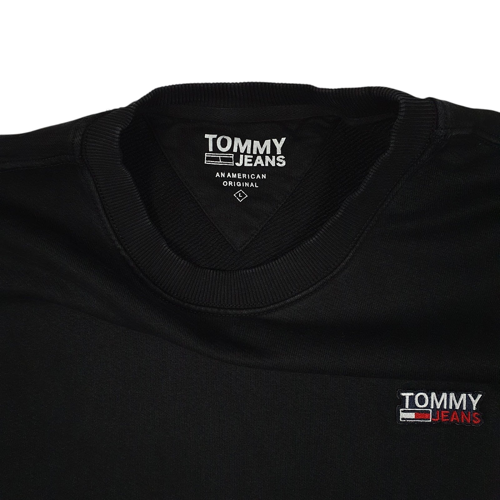 Mens Black Tommy Hilfiger Tommy Jeans Crewneck Jumper