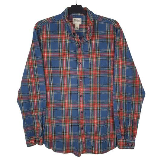 Mens Blue L.L.Bean Flannel Long Sleeve Shirt