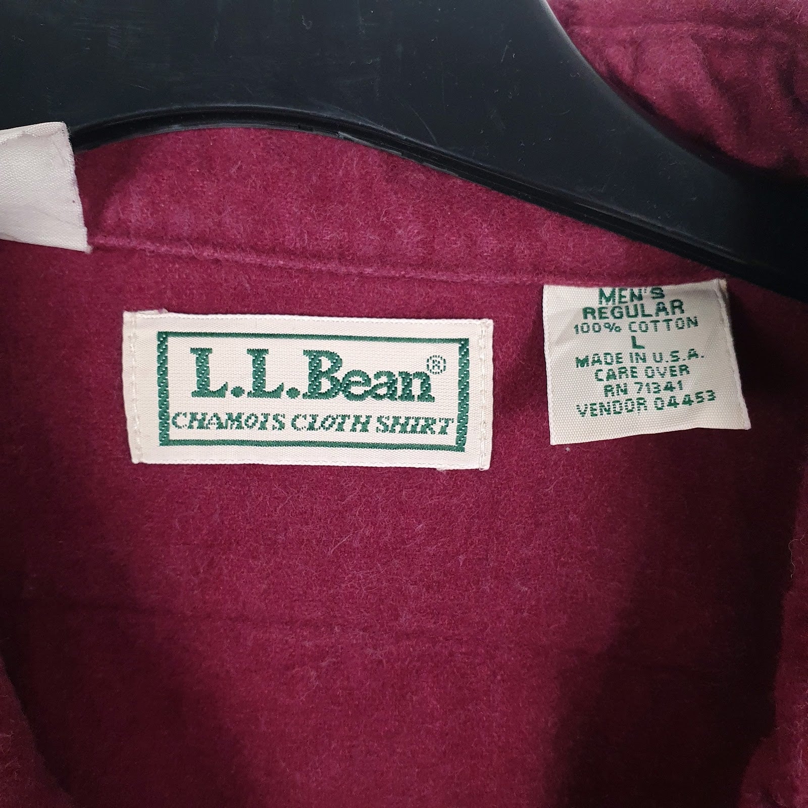 Mens Burgundy L.L.Bean Chamois Vintage 90s Made In USA  Shirt