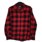 Mens Red Eddie Bauer Heavyweight Flannel Plaid Long Sleeve Shirt