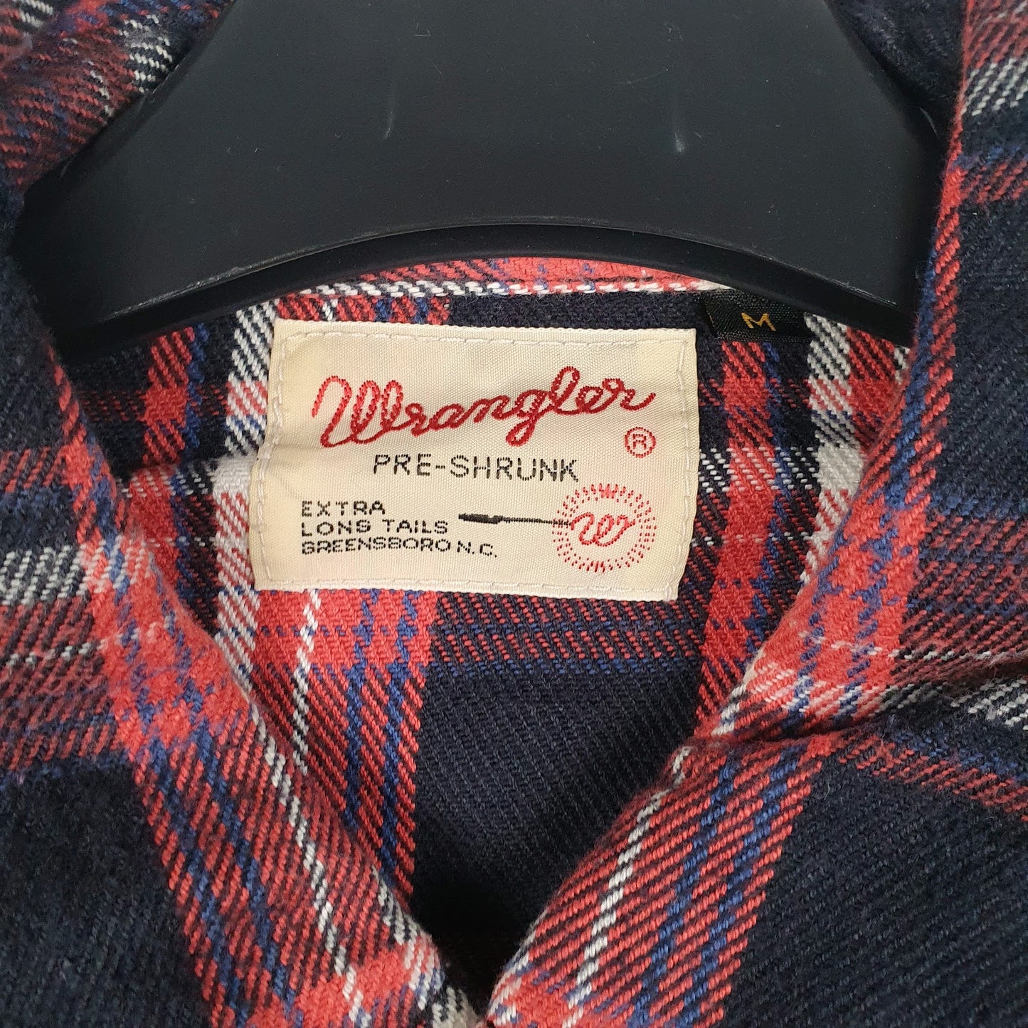 Mens Black Wrangler Vintage Flannel Pre-Shrunk  Shirt