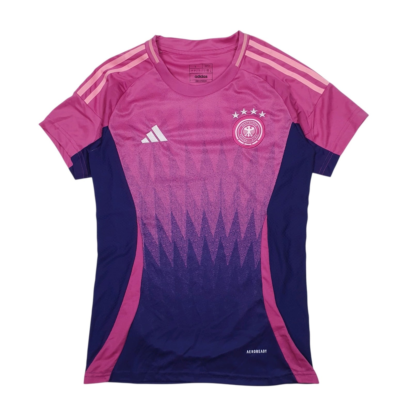 Womens Pink Adidas Germany FC 2024-25 Football Jersey Short Sleeve T Shirt