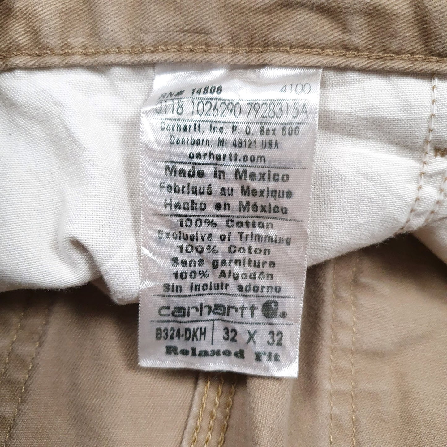 Mens Brown Carhartt B324-DKH  Trousers