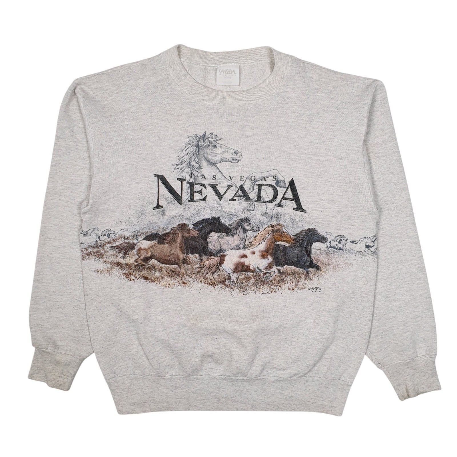 Mens Grey Sansegal Vintage 90s Nevada Lightweight Crewneck Jumper
