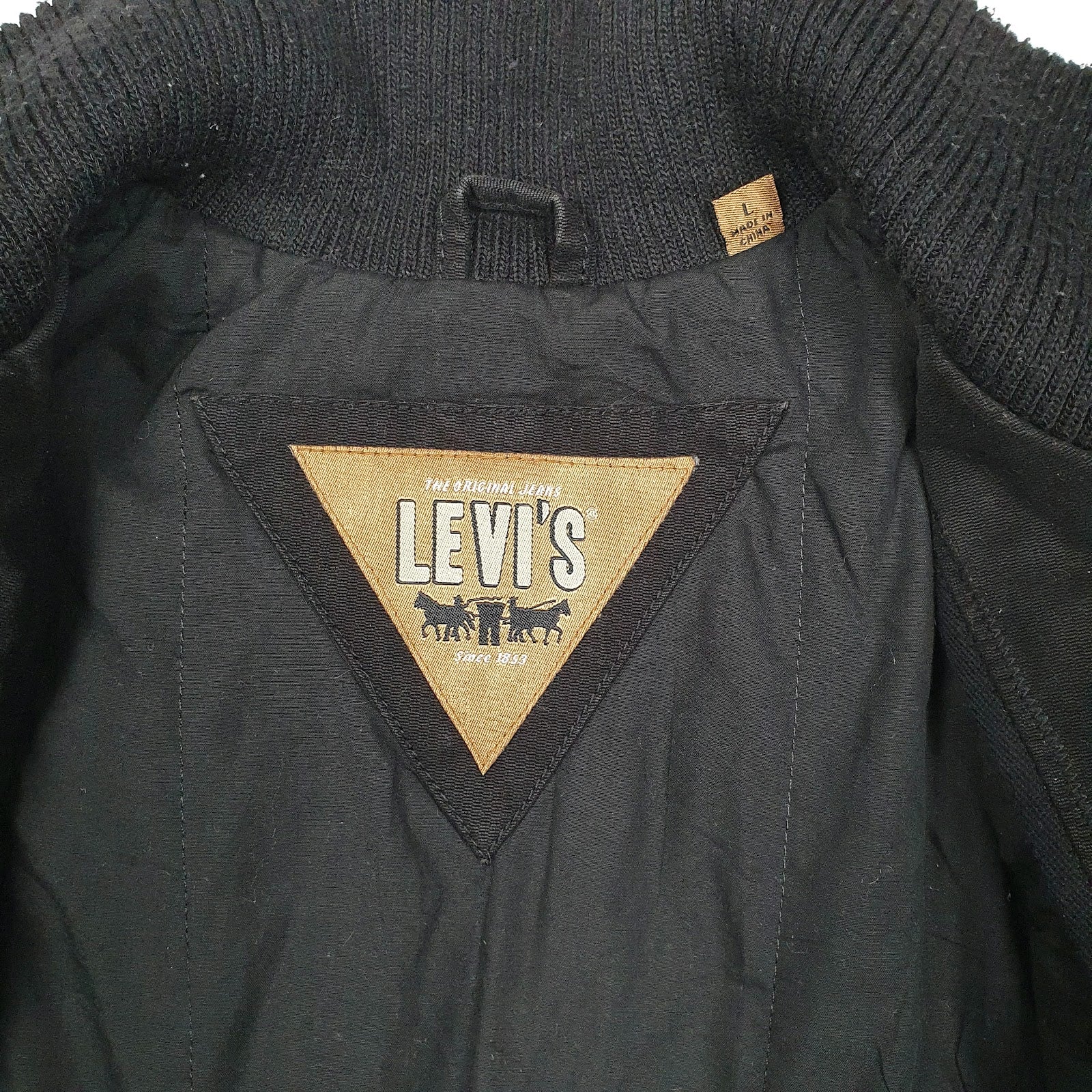 Mens Black Levis Military Bomber Workwear  Coat