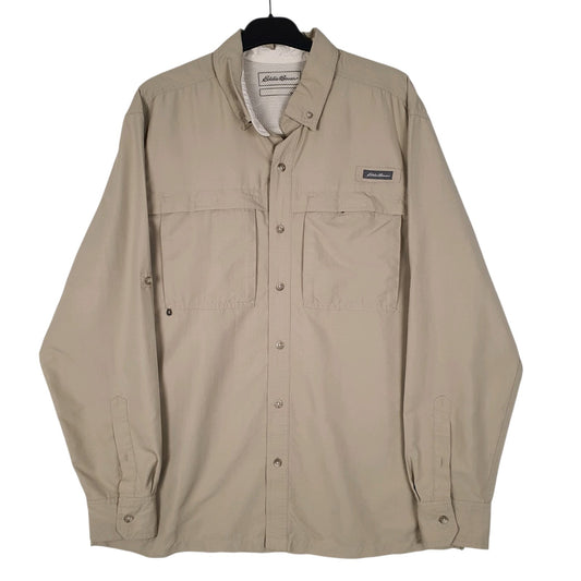 Mens Brown Eddie Bauer Hiking Long Sleeve Shirt