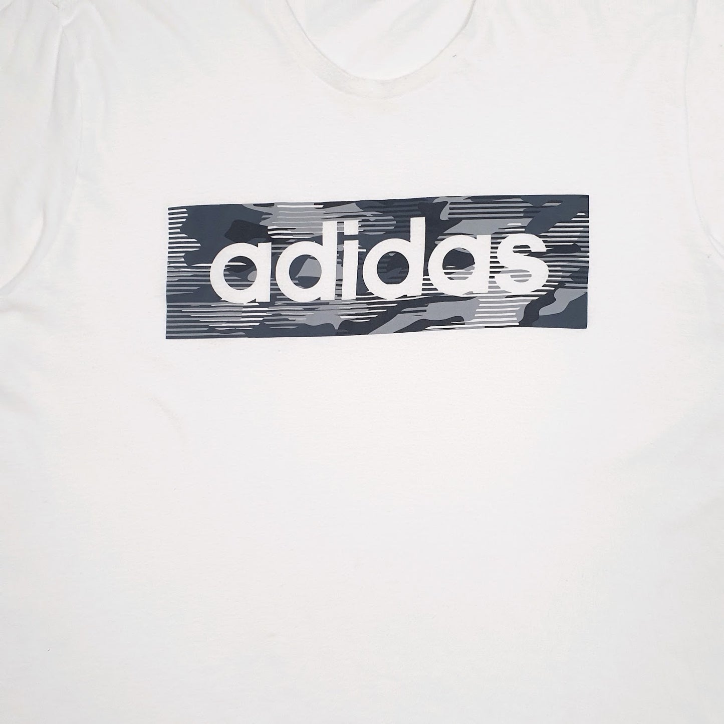 Mens White Adidas Spellout  T Shirt