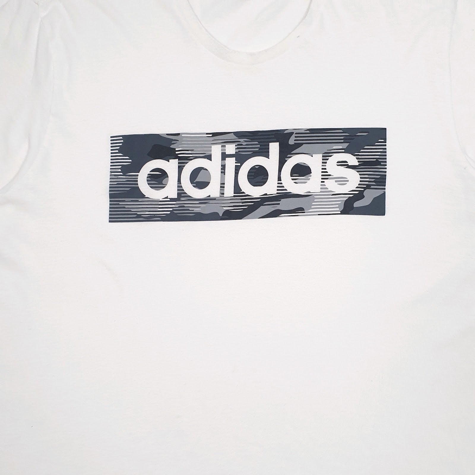 Mens White Adidas Spellout  T Shirt