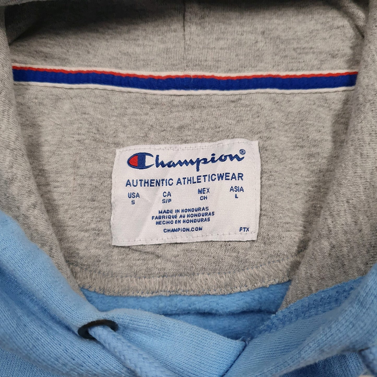 Mens Blue Champion Spellout Hoodie Jumper