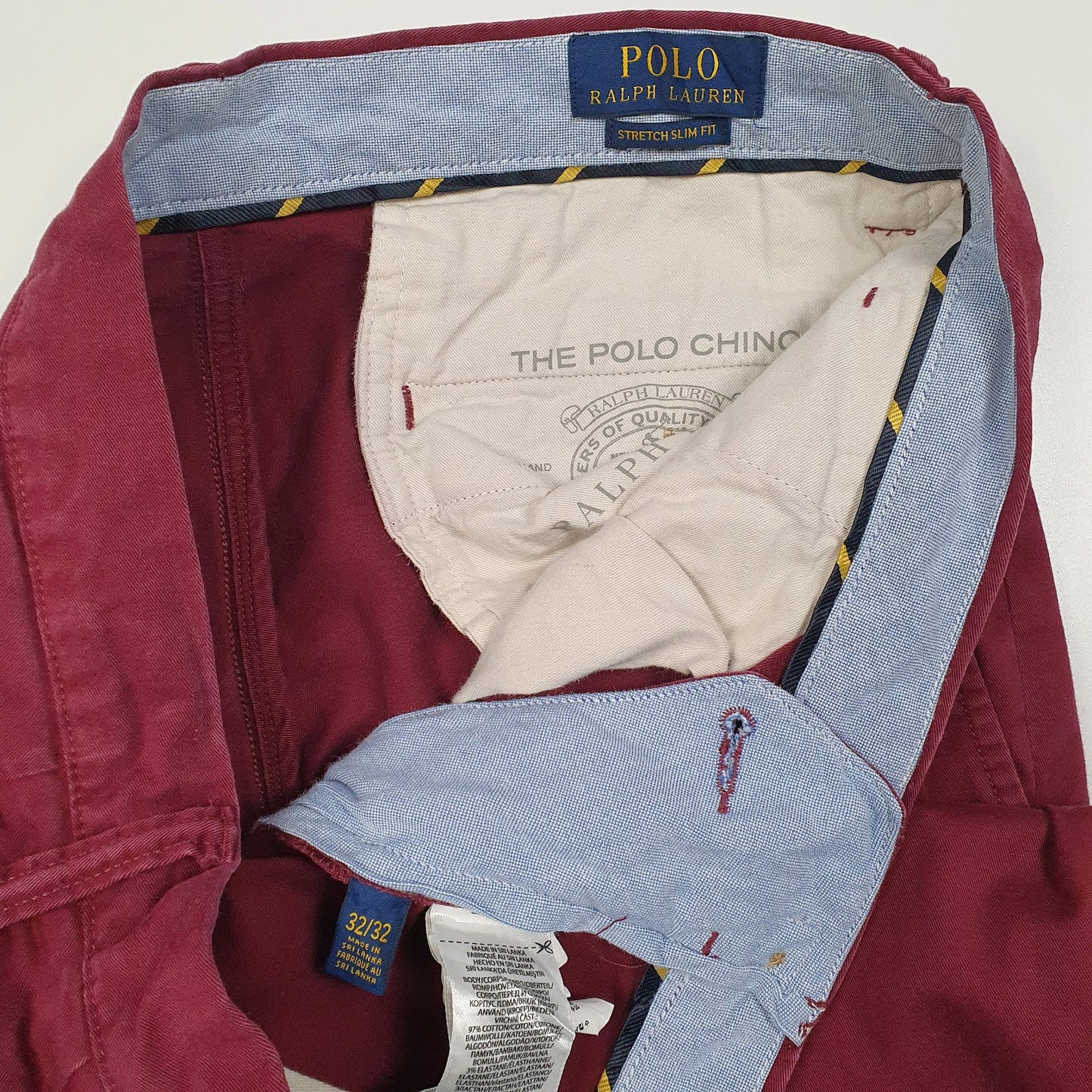 Mens Burgundy Polo Ralph Lauren Stretch Slim Fit  Trousers