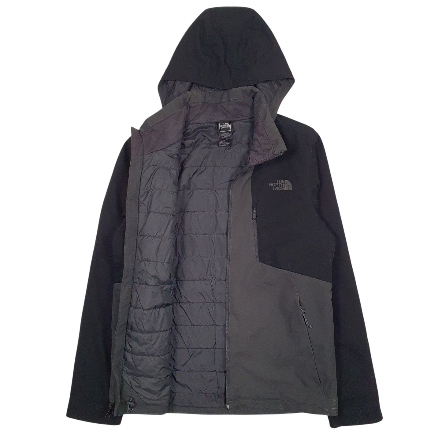 Mens Grey The North Face Padded Crewneck Coat