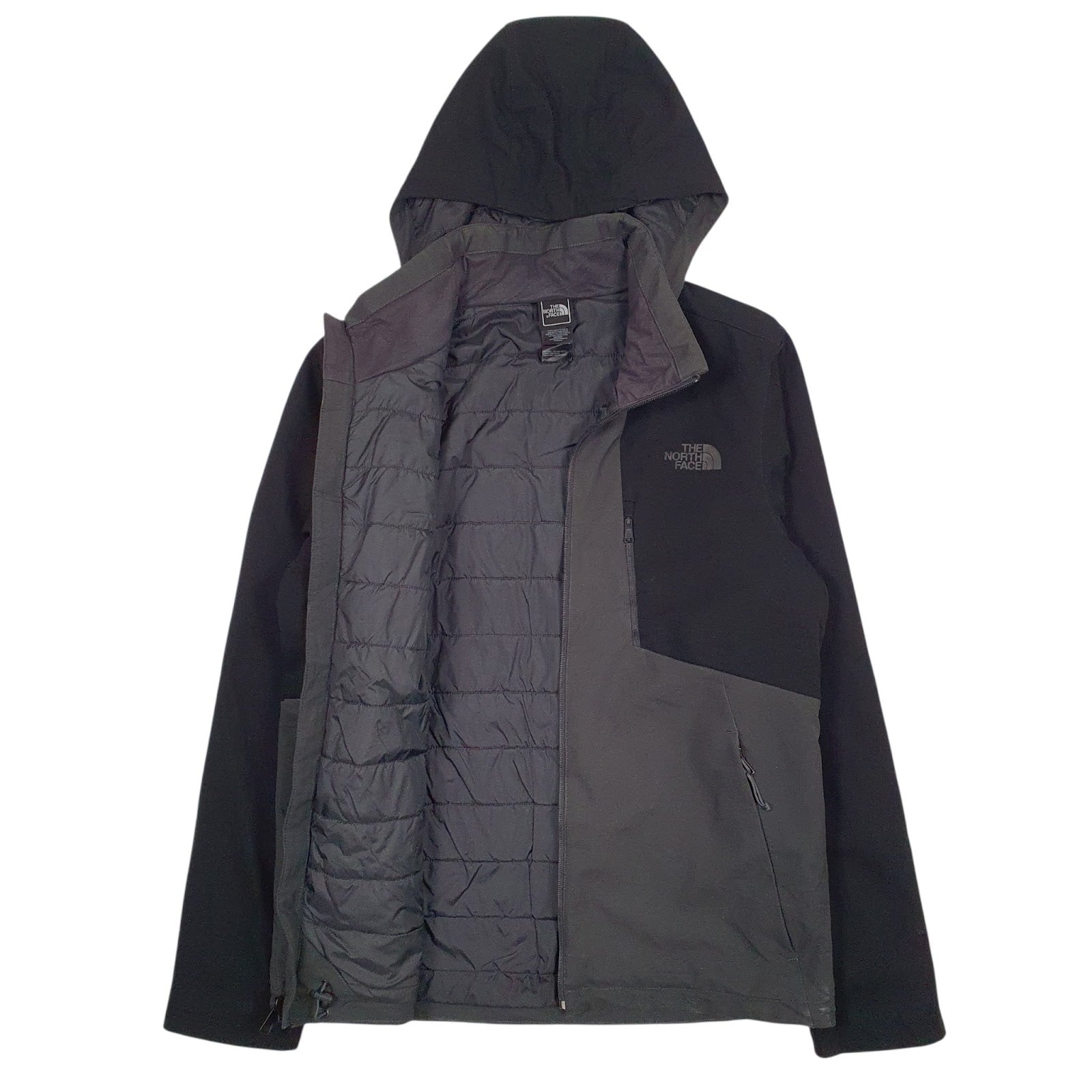 Mens Grey The North Face Padded Crewneck Coat