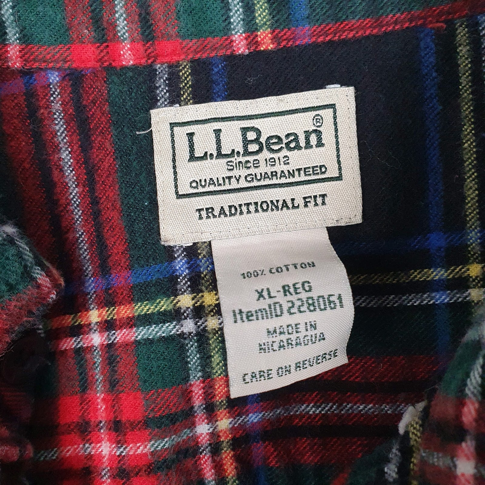 Mens Black L.L.Bean Flannel  Shirt
