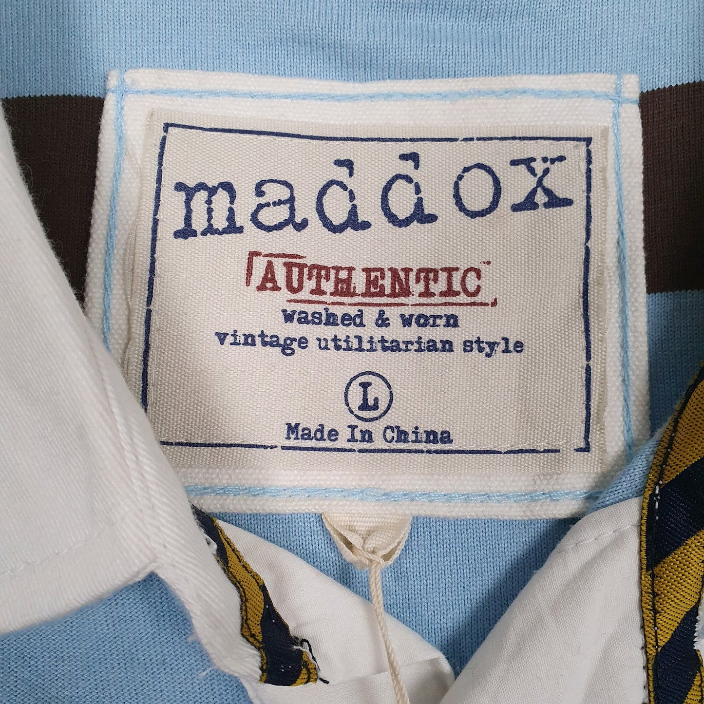 Mens Blue Maddox Rugby Crewneck Polo Shirt