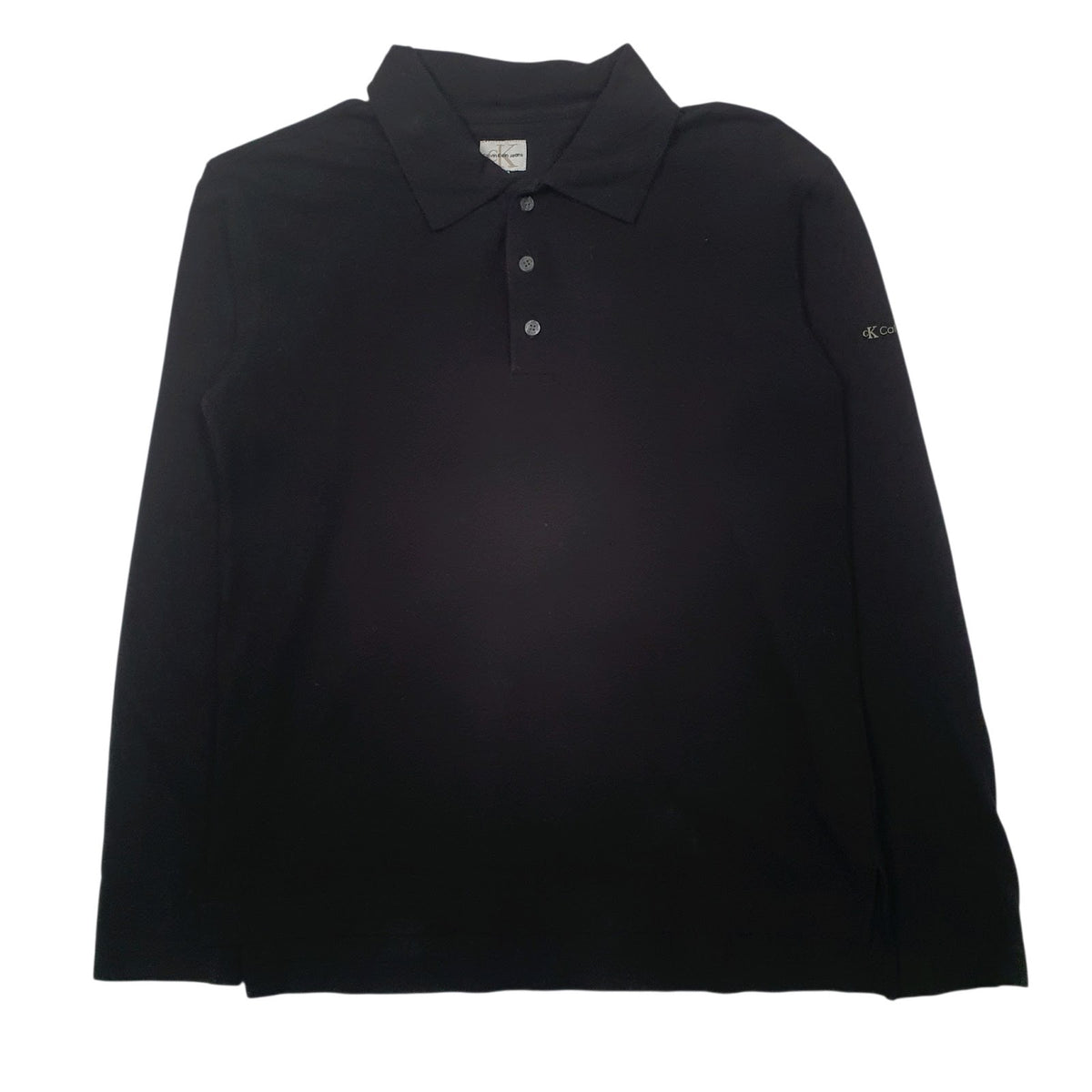 Mens Black Calvin Klein  Long Sleeve Polo Shirt