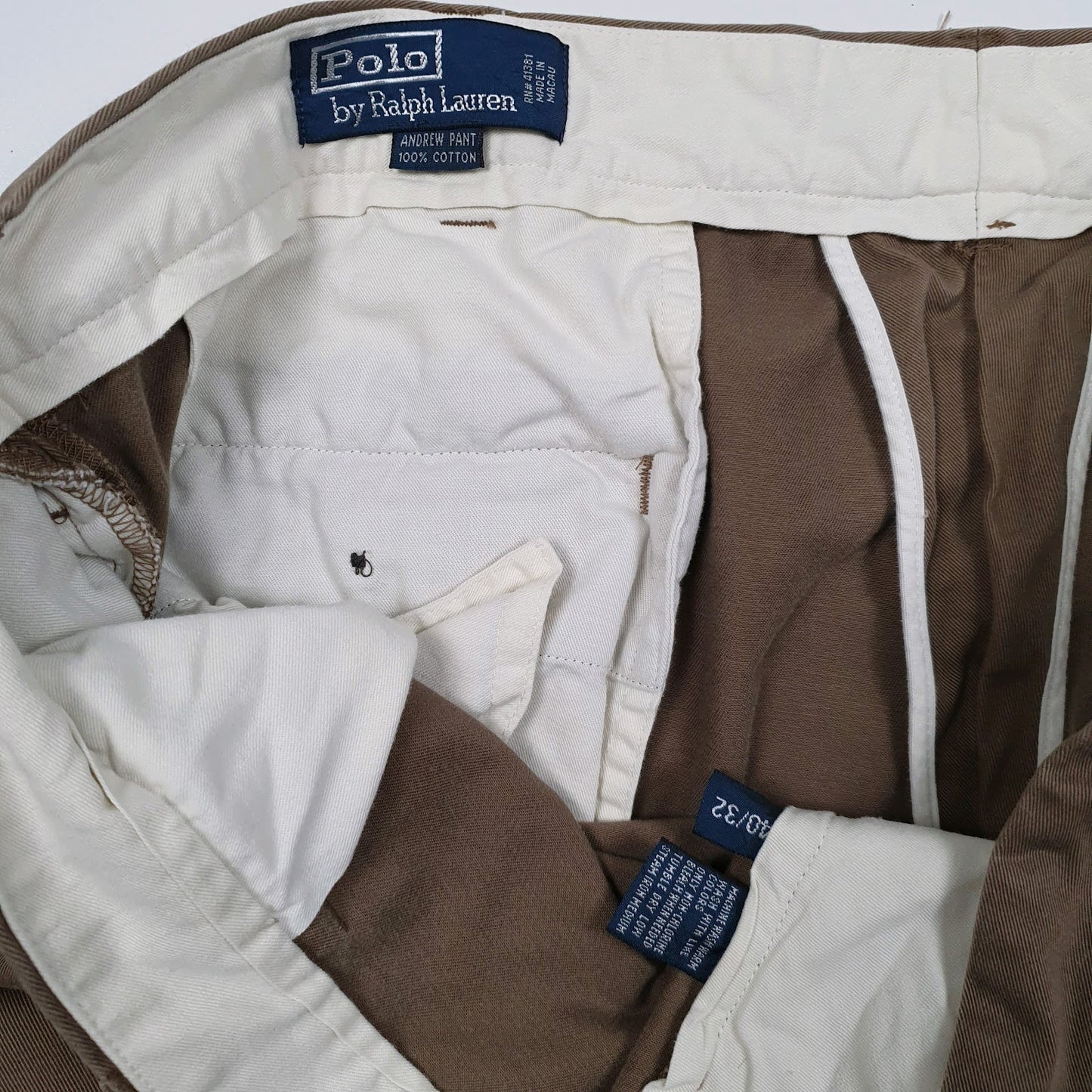 Mens Brown Polo Ralph Lauren Andrew Pant Double Pleated  Trousers
