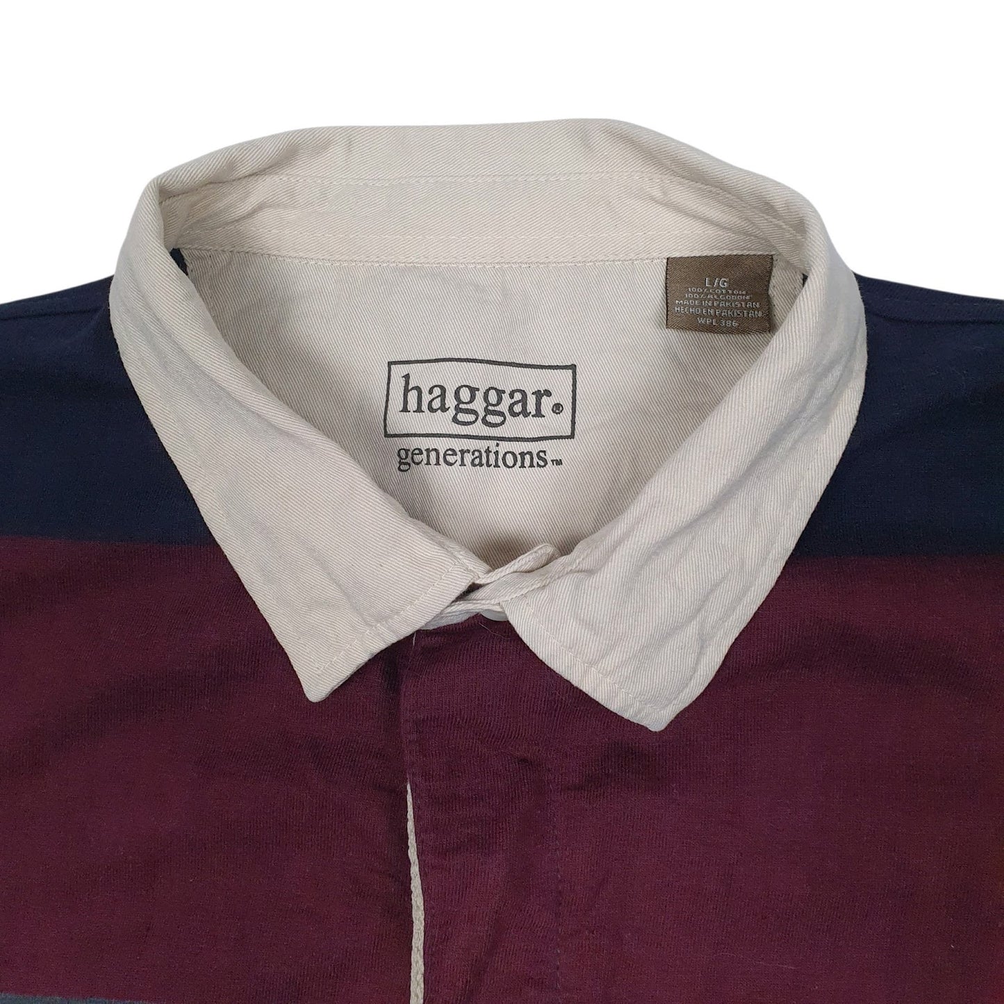 Mens Navy Haggar Rugby  Polo Shirt