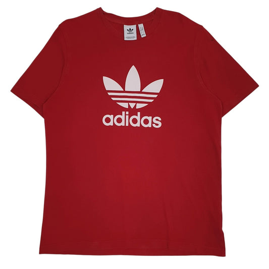 Mens Red Adidas Spellout Short Sleeve T Shirt