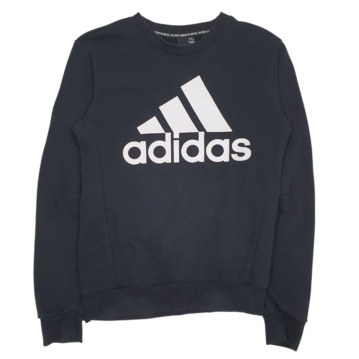 Mens Black Adidas Spellout Crewneck Jumper