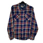 Mens Navy Sears Vintage 80s Flannel Plaid Long Sleeve Shirt