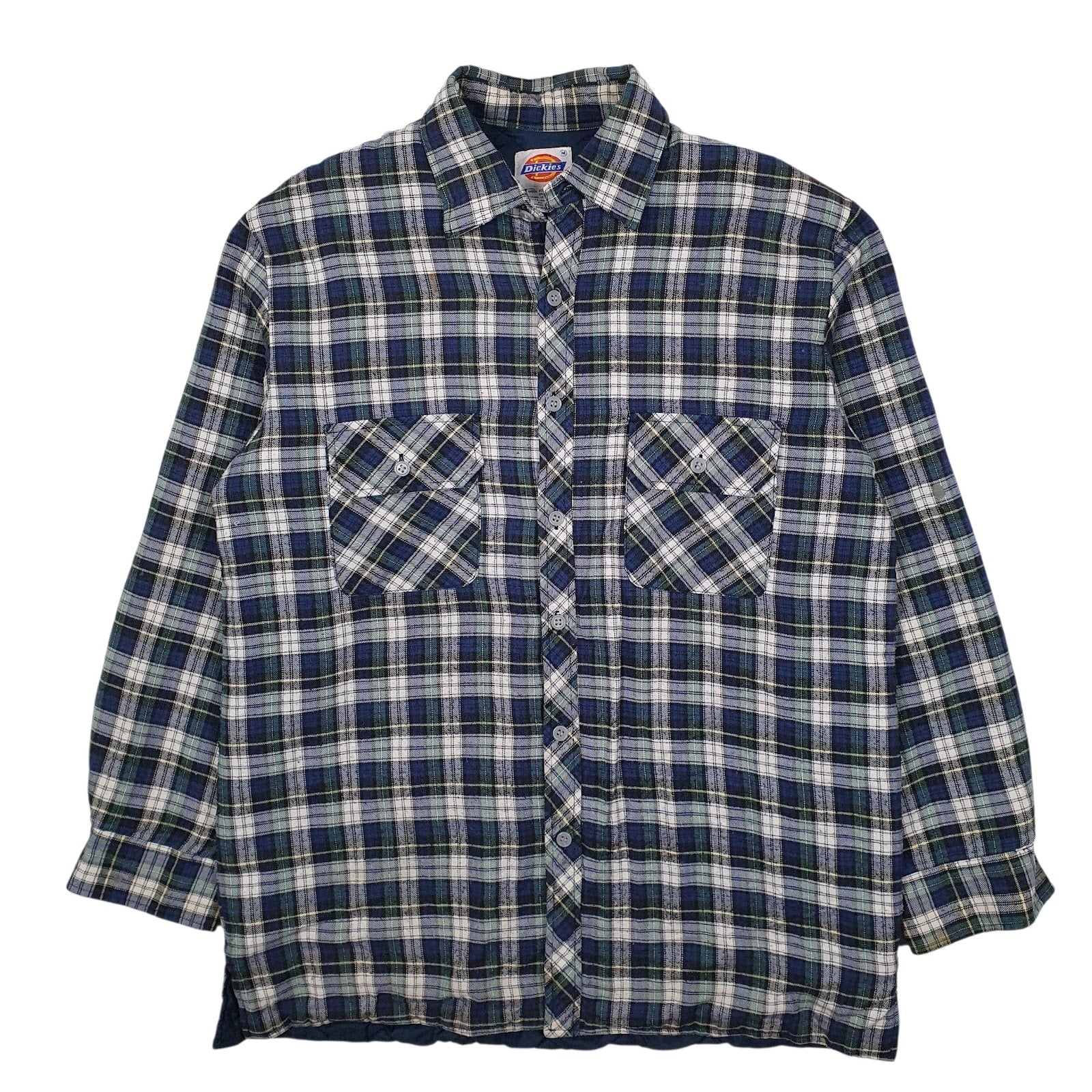 Mens Blue Dickies Quilted Plaid Vintage 2000s Hoodie Coat