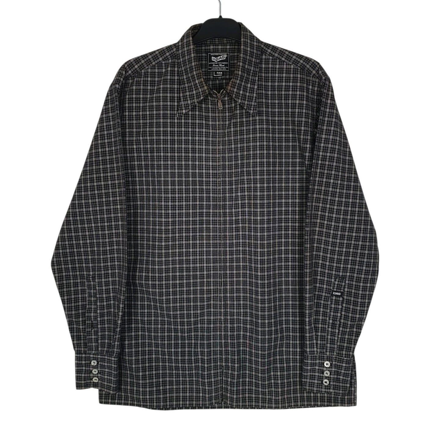 Mens Black Gas Harrington Jacket Shacket Long Sleeve Shirt