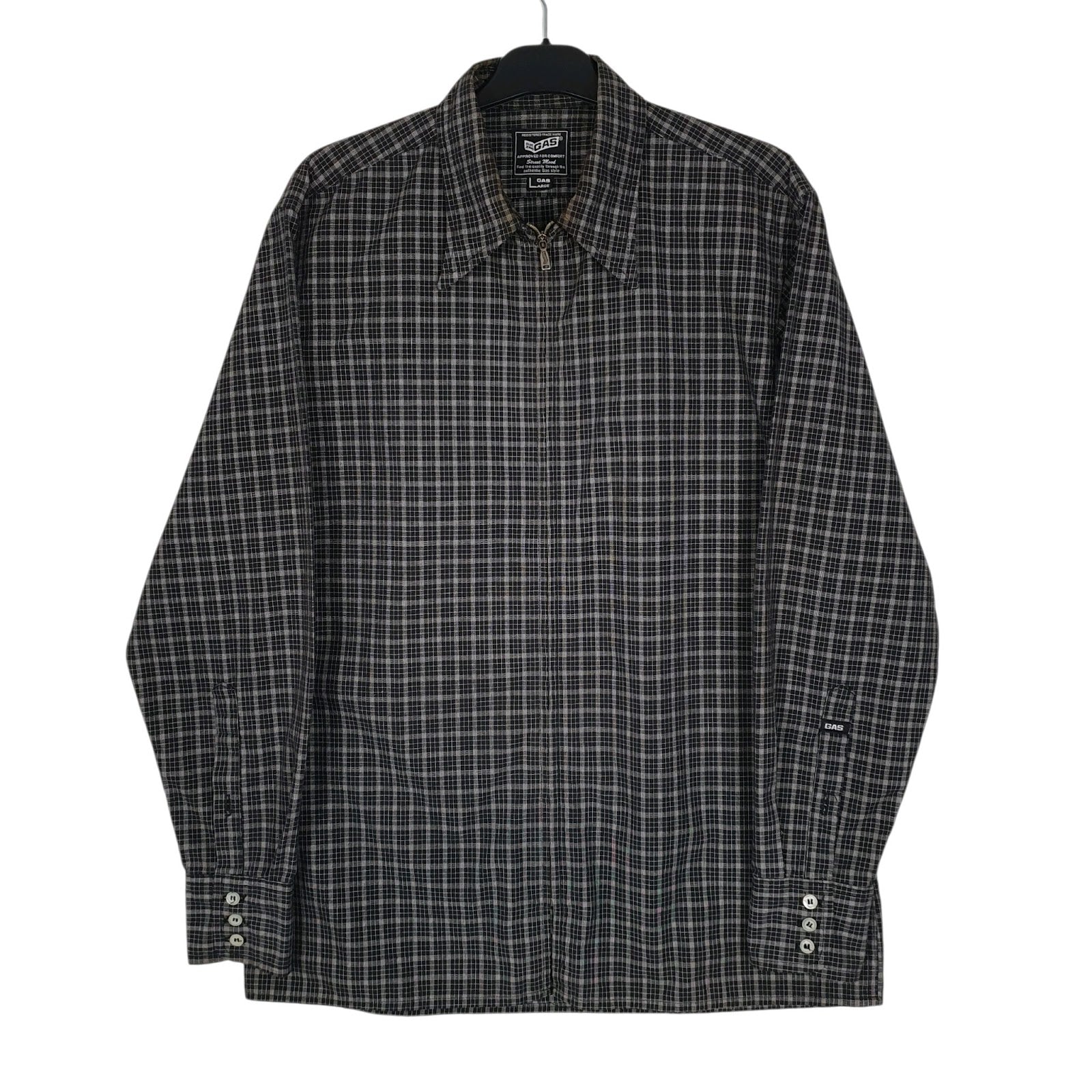 Mens Black Gas Harrington Jacket Shacket Long Sleeve Shirt