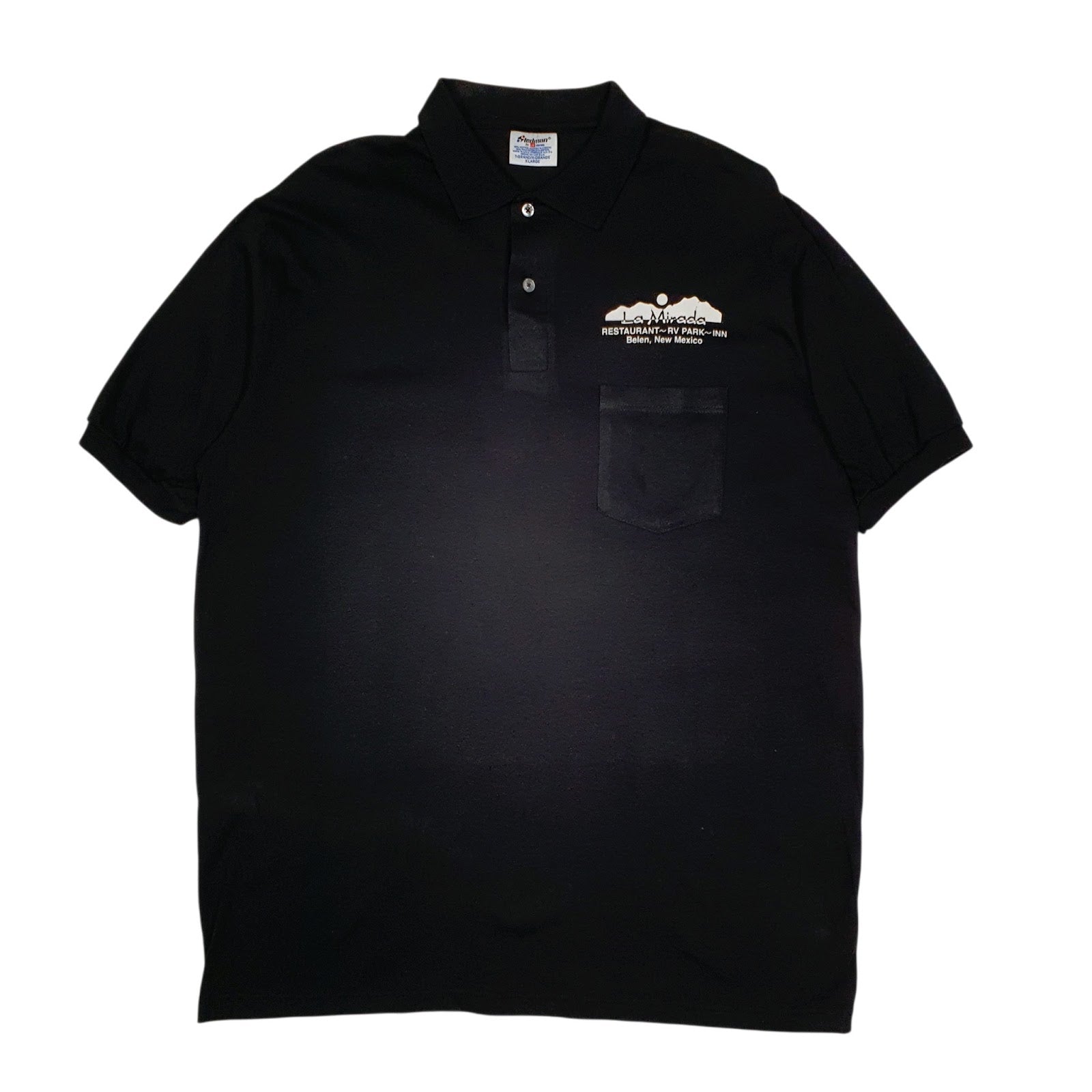 Mens Black Hanes Stedman Vintage 90s Short Sleeve Polo Shirt