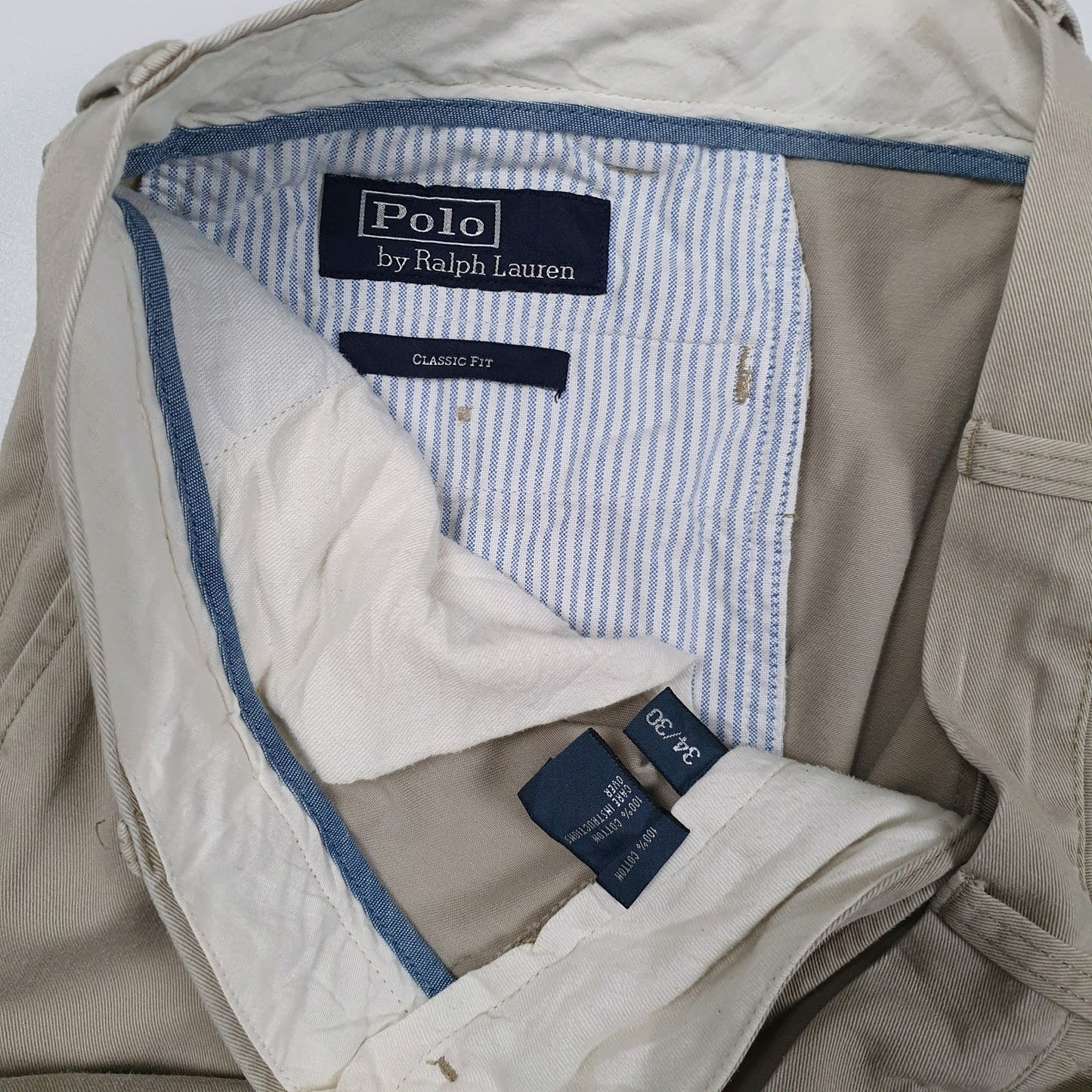 Mens Beige Polo Ralph Lauren Classic Fit  Trousers
