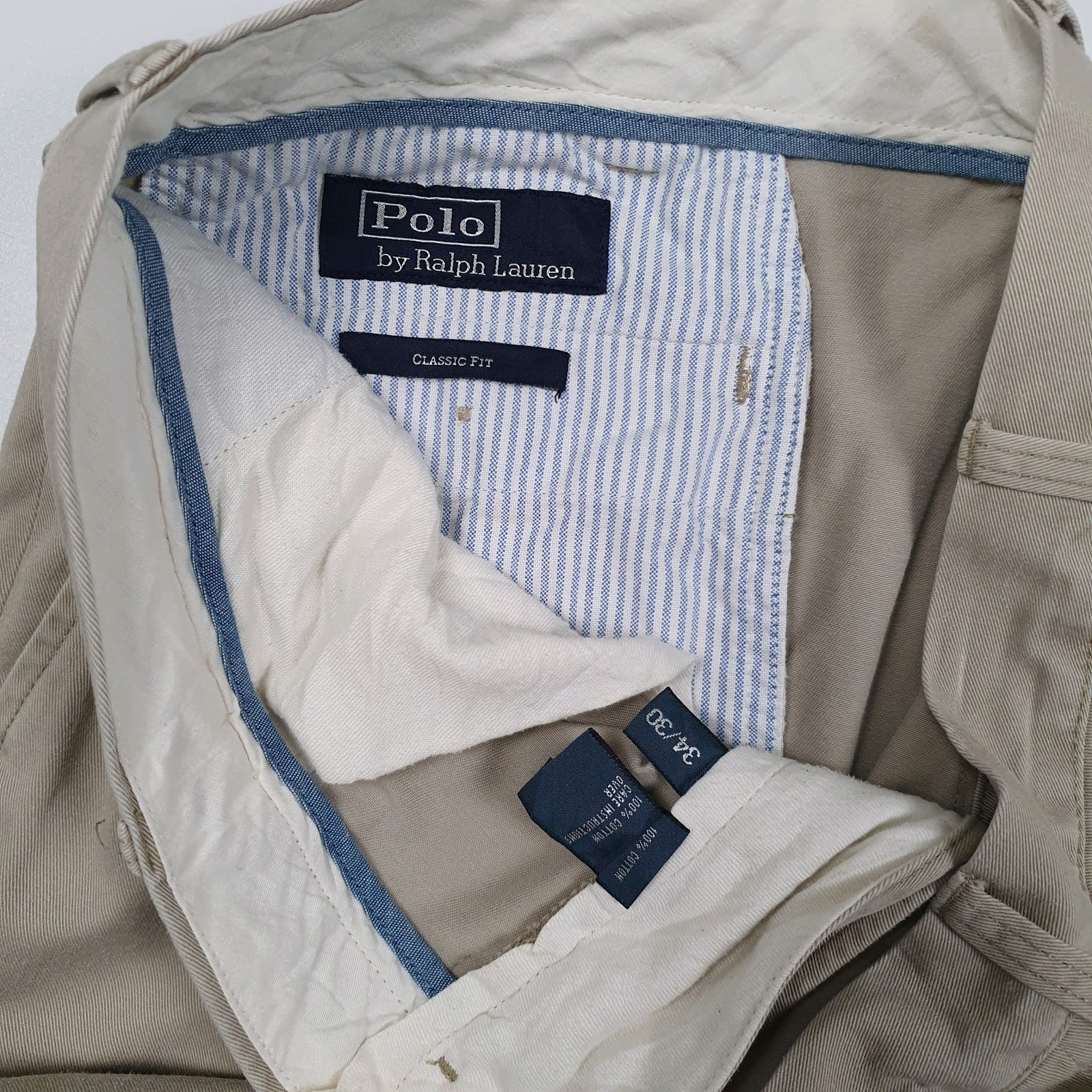 Mens Beige Polo Ralph Lauren Classic Fit  Trousers