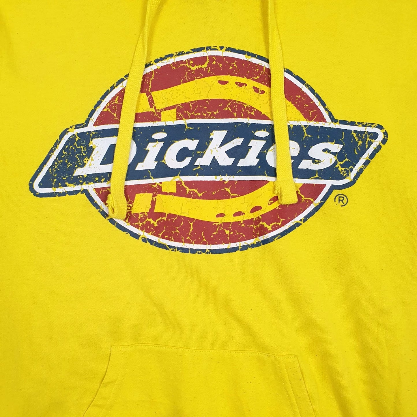 Mens Yellow Dickies Spellout Hoodie Jumper