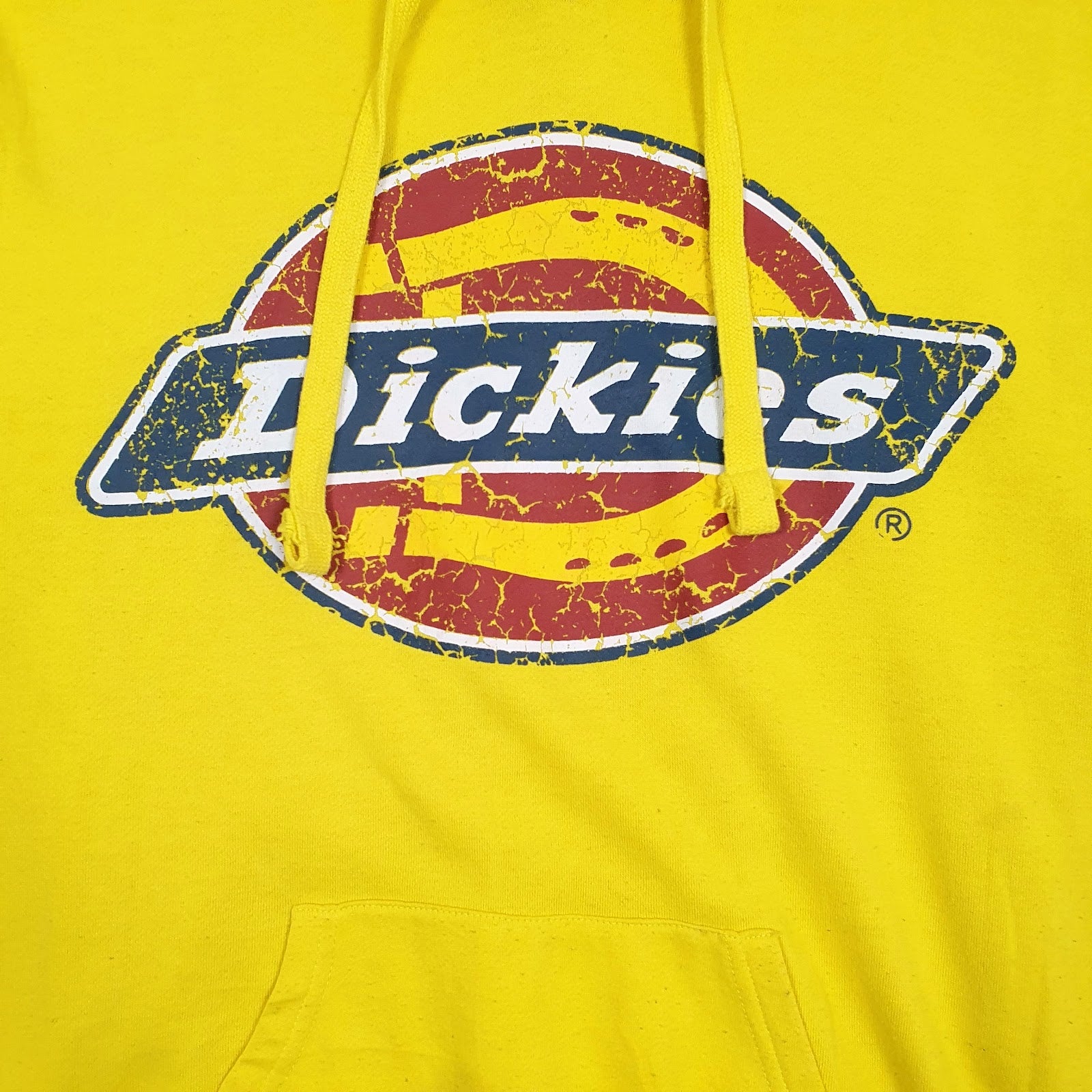 Mens Yellow Dickies Spellout Hoodie Jumper