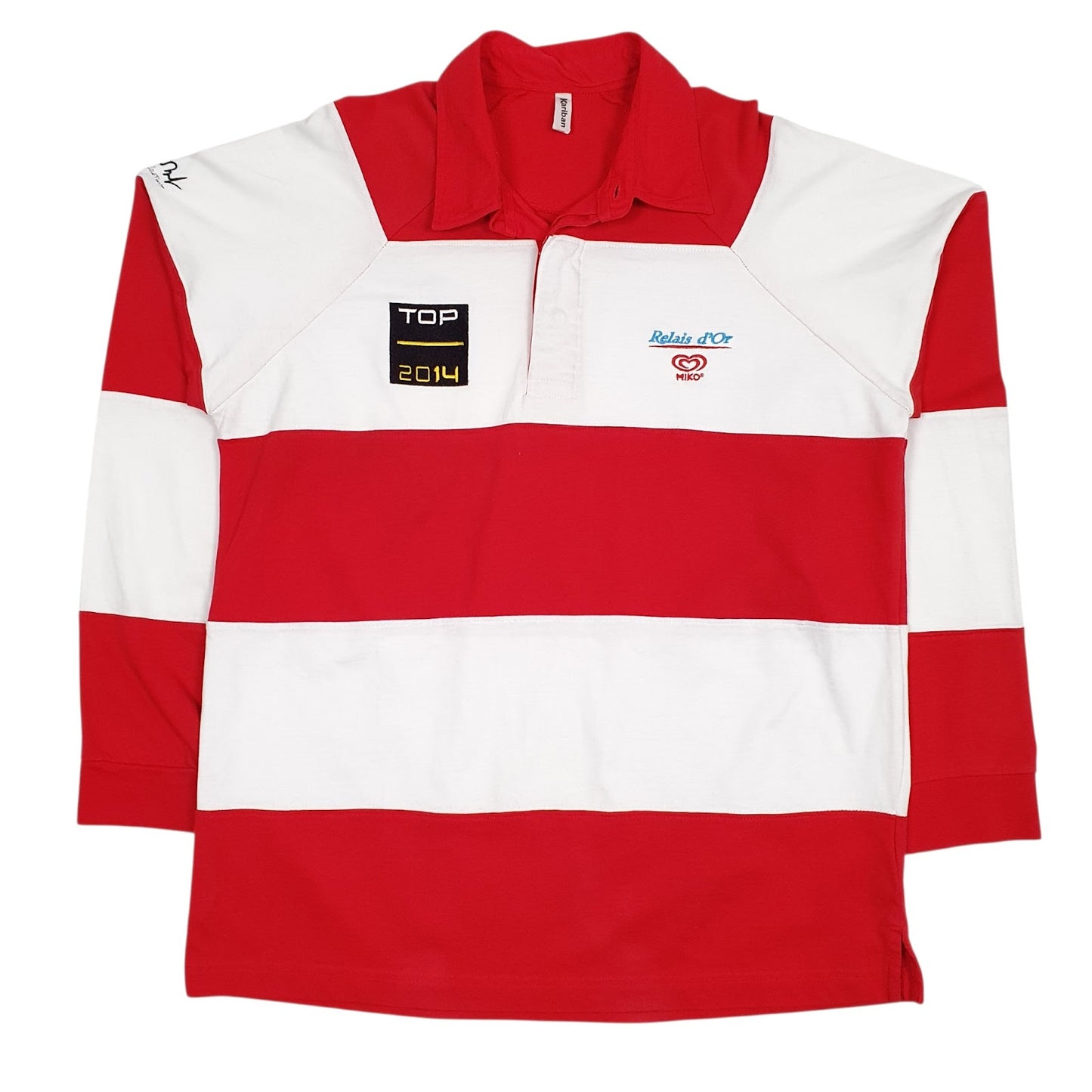 Mens Red Kariban Rugby Long Sleeve Polo Shirt