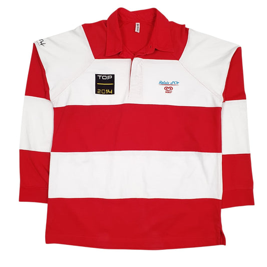 Mens Red Kariban Rugby Long Sleeve Polo Shirt