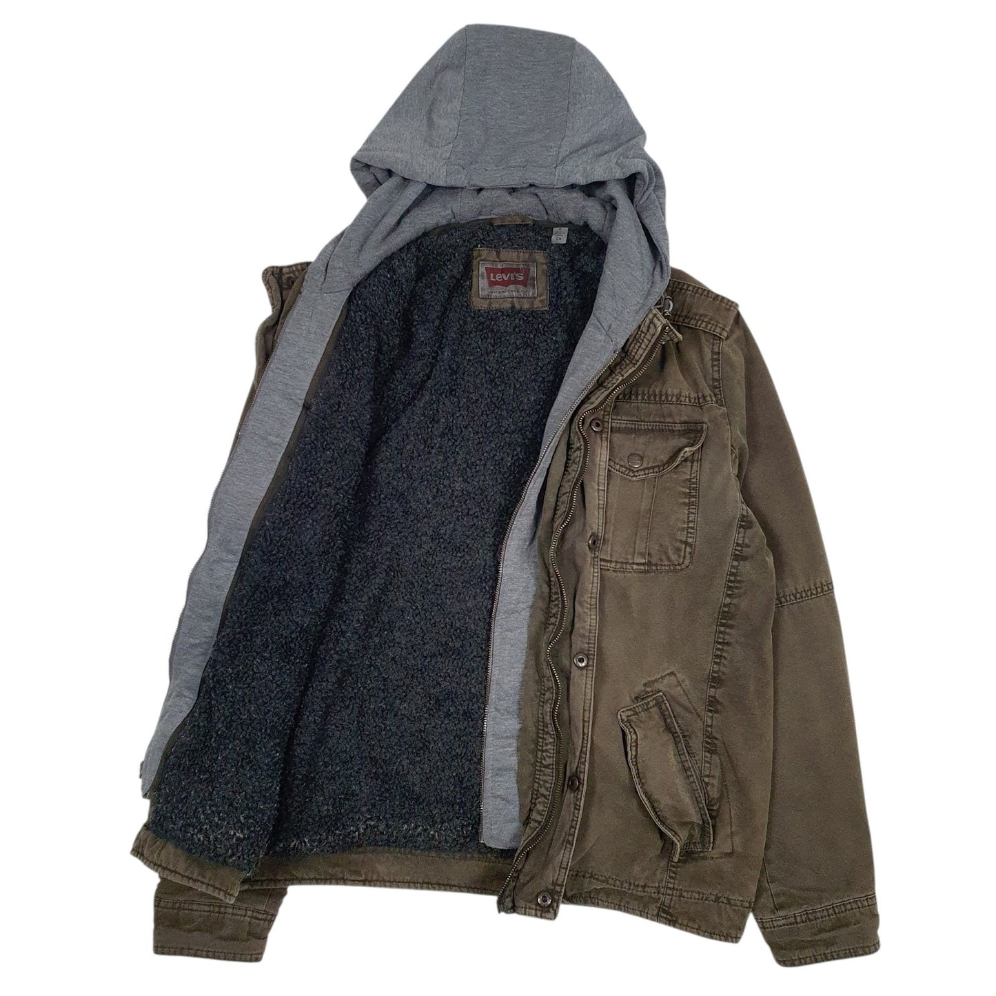 Mens Green Levis Sherpa Lined  Coat