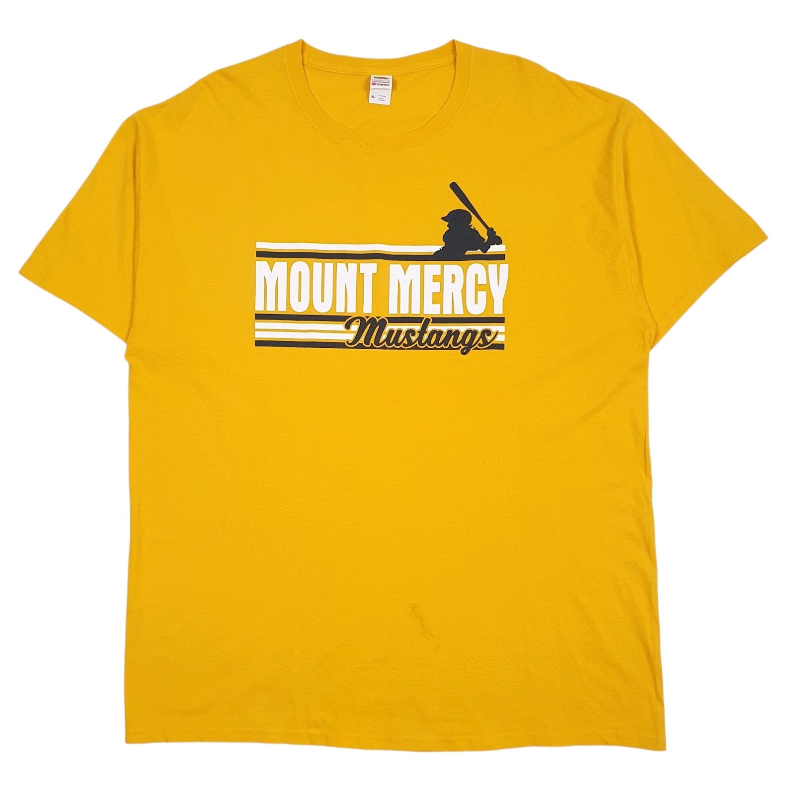 Mens Yellow Fruit Of The Loom Mount Mercy Mustangs Short Sleeve T Shirt