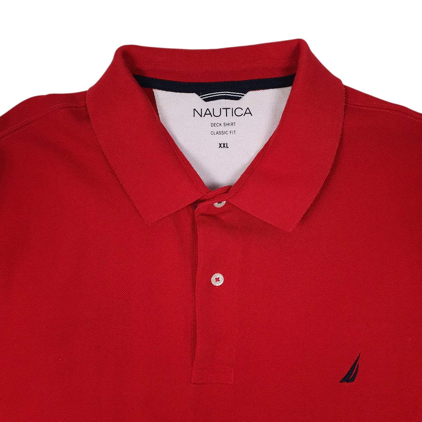 Mens Red Nautica Classic Fit Tall Hoodie Polo Shirt