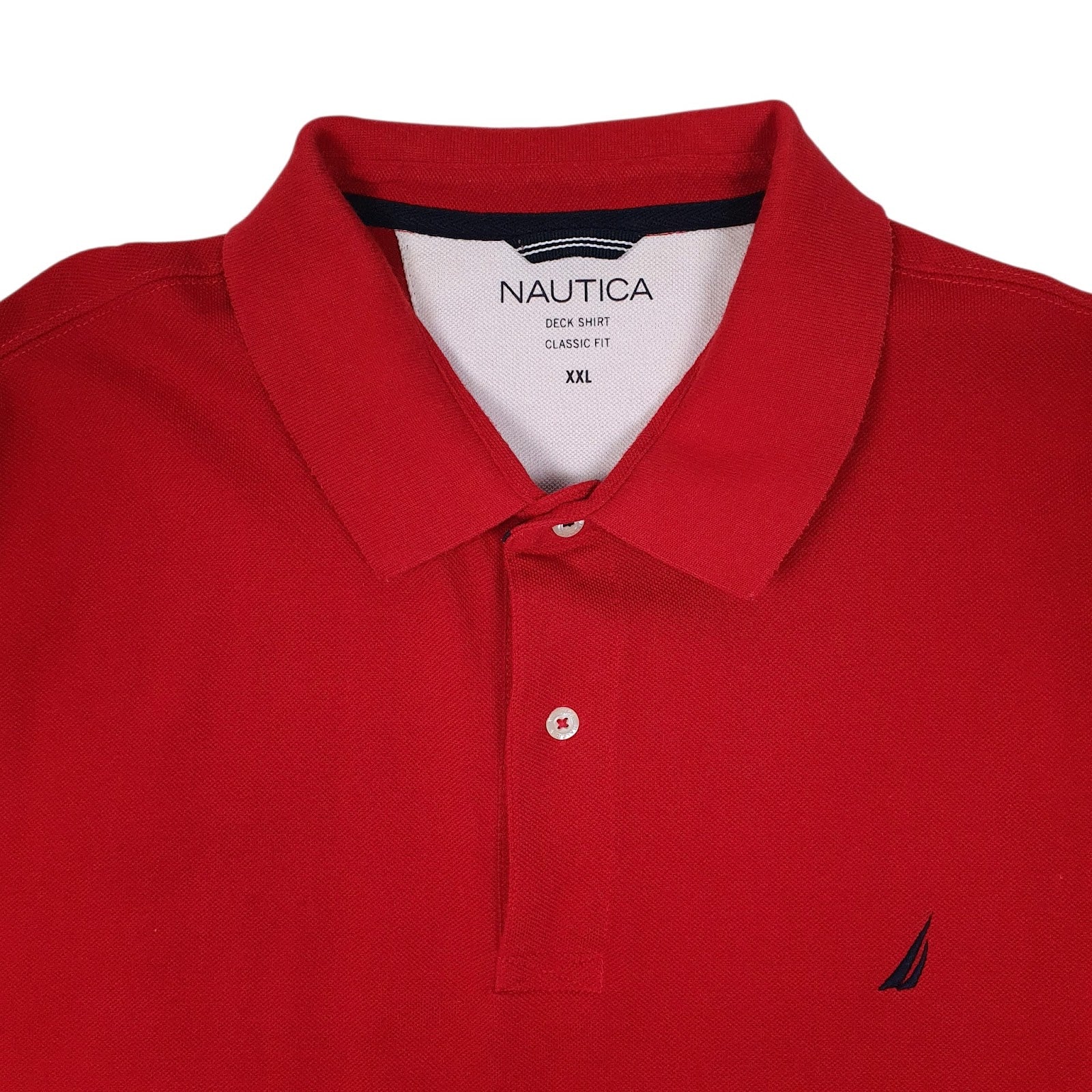 Mens Red Nautica Classic Fit Tall Hoodie Polo Shirt