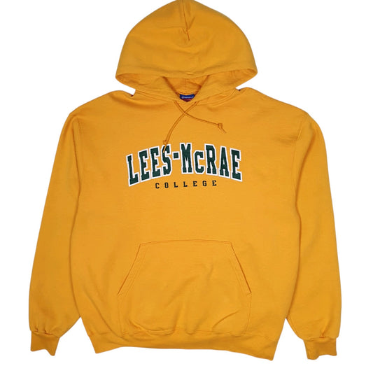 Mens Yellow Champion Lees Mcrae College Vintage 00s Hoodie Jumper