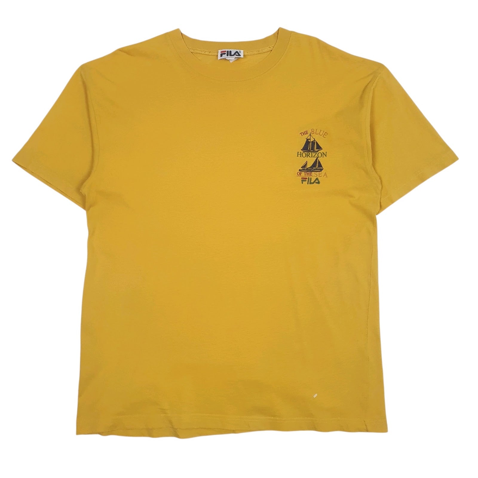 Mens Yellow Fila Vintage 90s Short Sleeve T Shirt