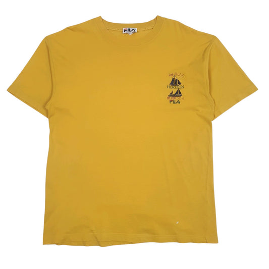 Mens Yellow Fila Vintage 90s Short Sleeve T Shirt