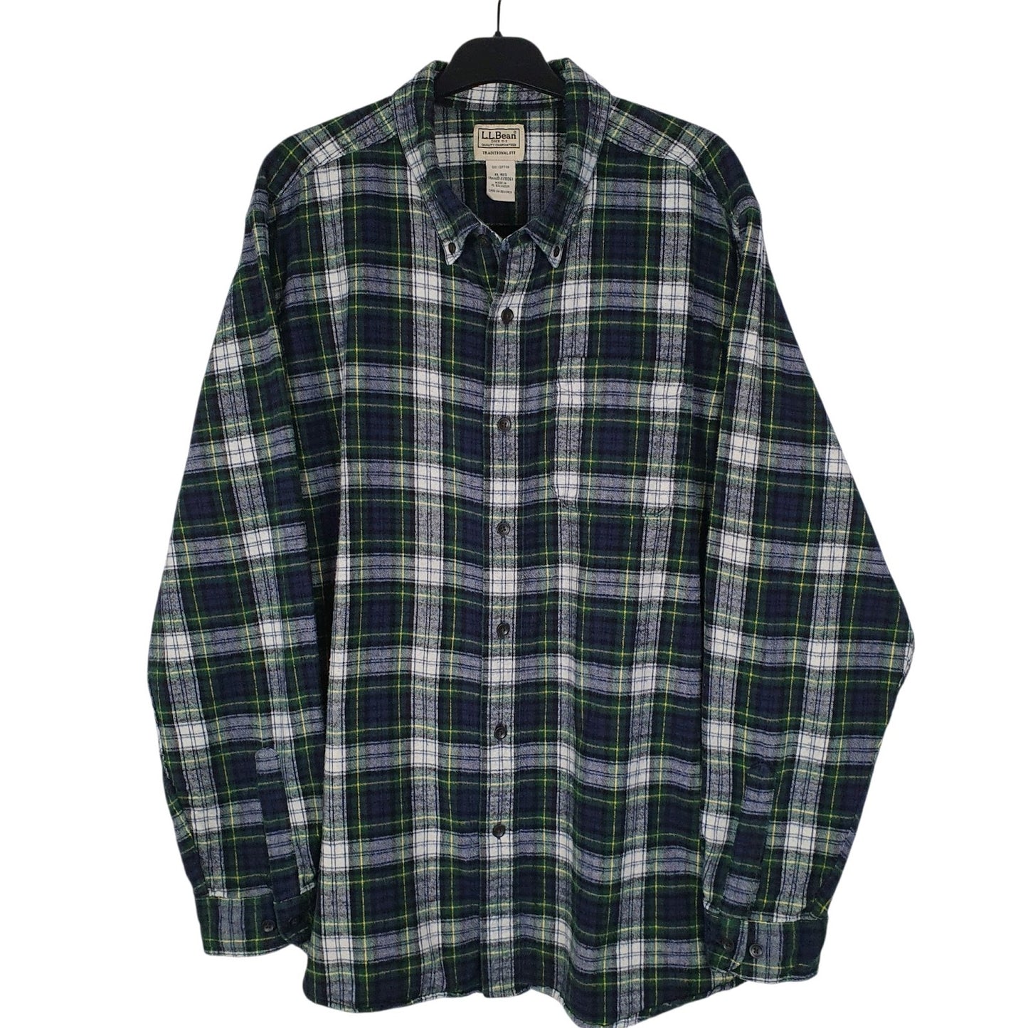 Mens Green L.L.Bean Plaid Flannel Heavy Long Sleeve Shirt