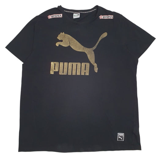 Mens Black Puma Spellout Short Sleeve T Shirt