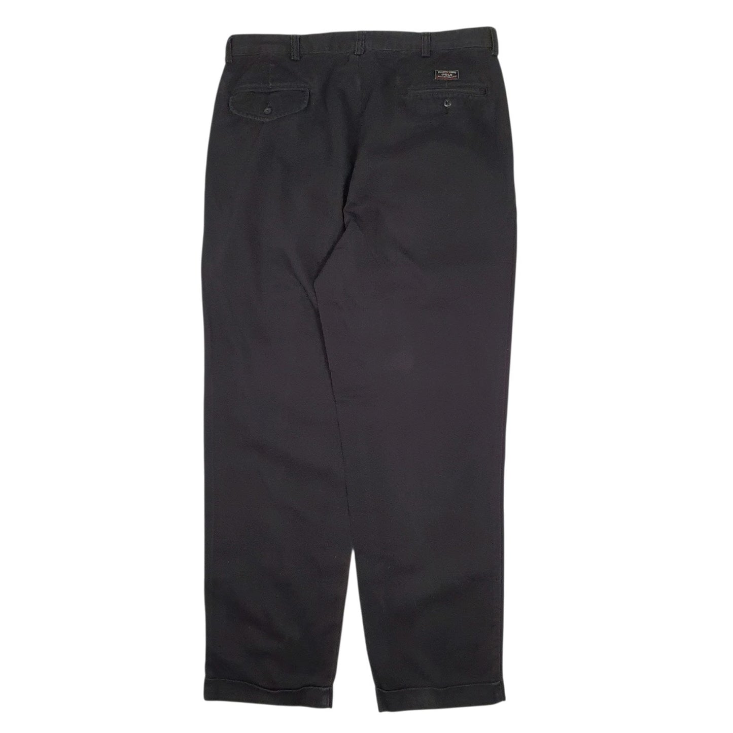 Mens Black Polo Ralph Lauren Hammond Pant Double Pleated Vintage 90s  Trousers