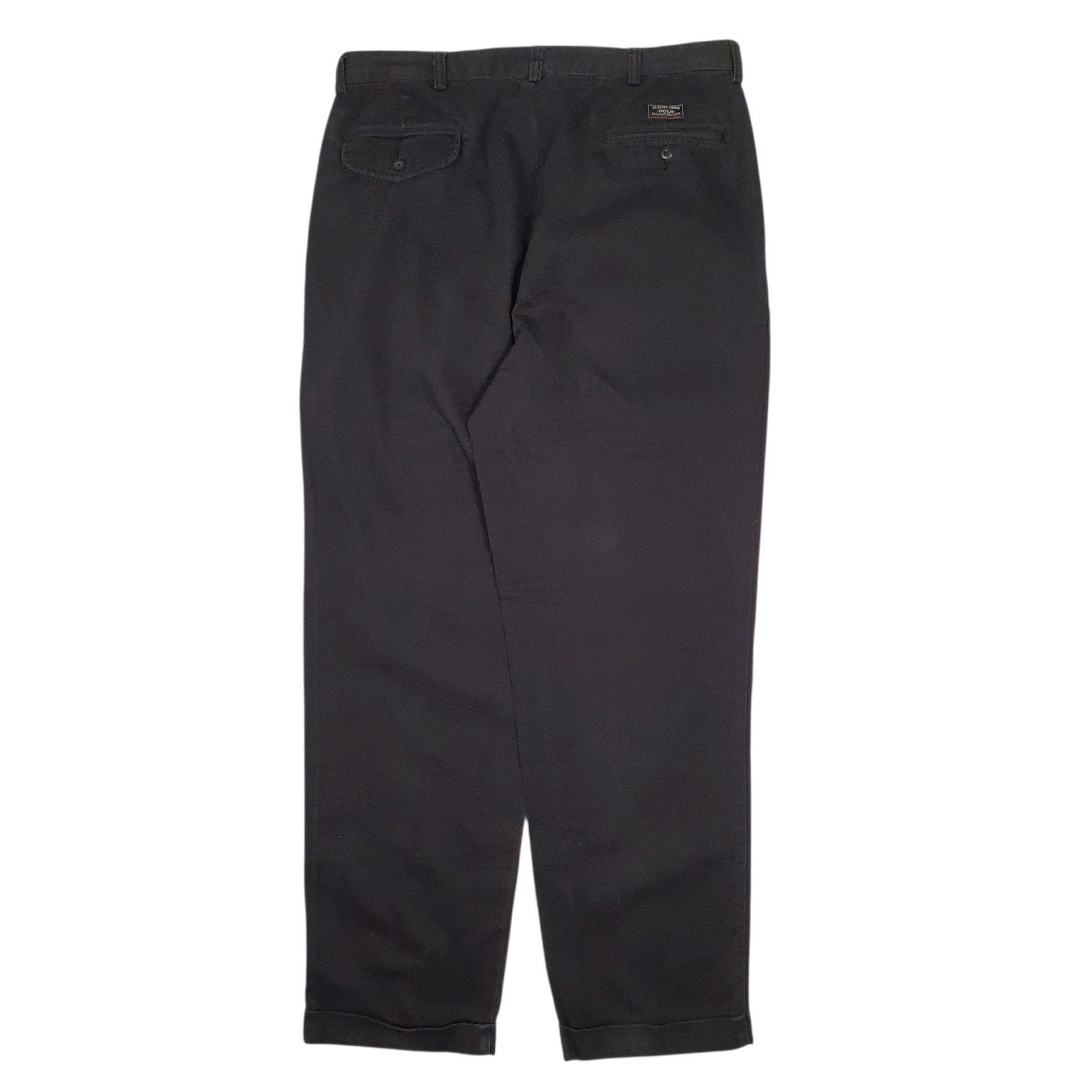 Mens Black Polo Ralph Lauren Hammond Pant Double Pleated Vintage 90s  Trousers
