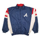 Mens Navy Starter Vintage 90s MLB Atlanta Braves Baseball Hoodie Coat