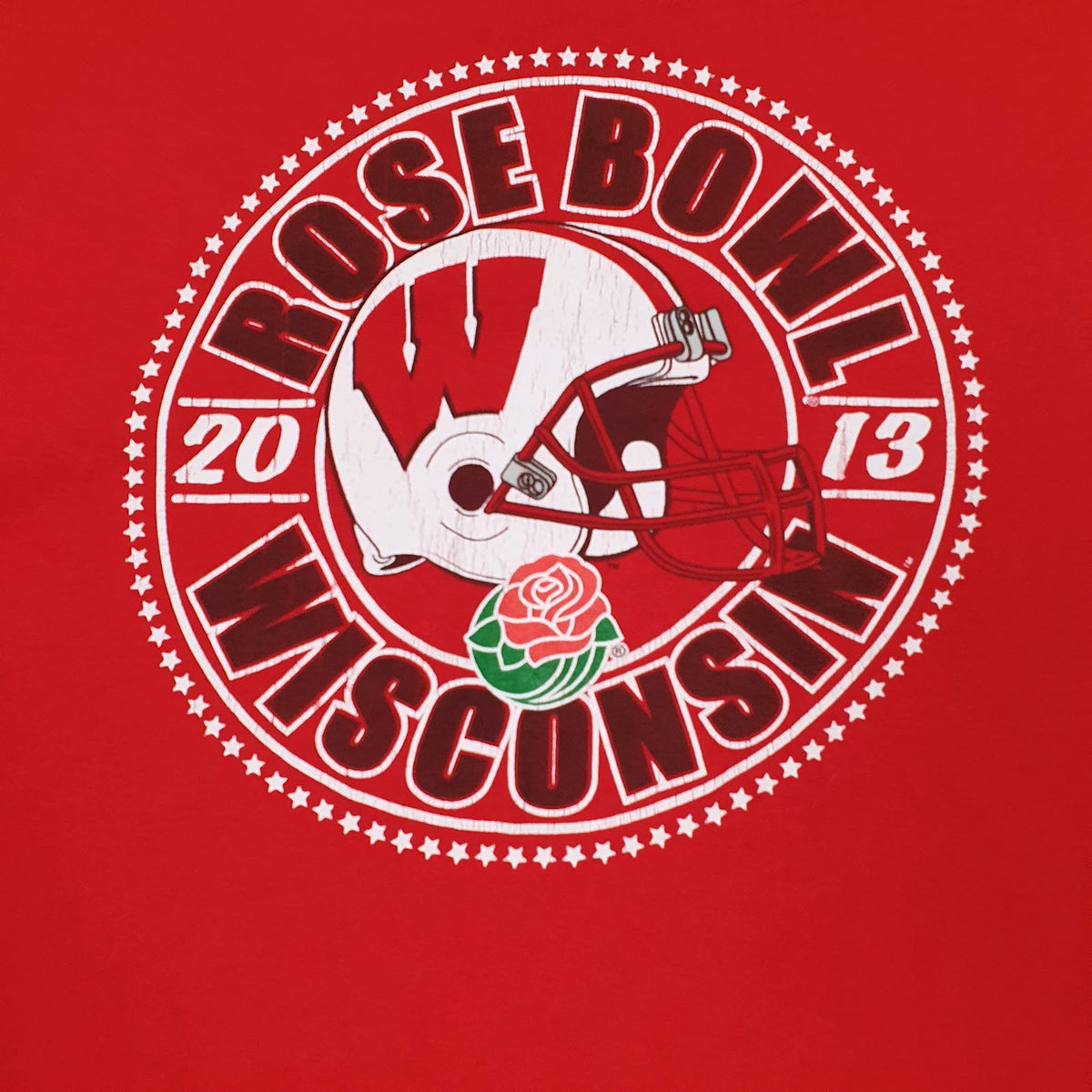 Mens Red Gildan Wisconsin Rose Bowl  T Shirt