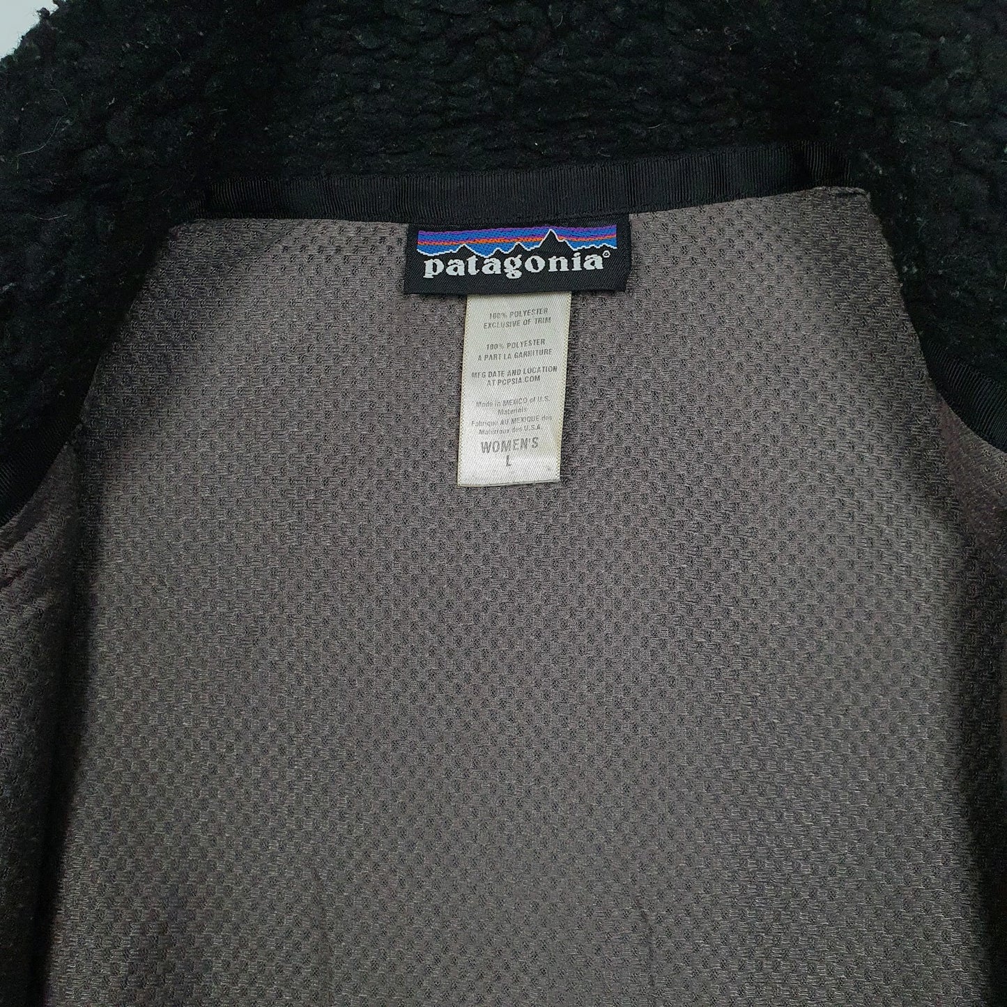 Womens Black Patagonia Retro X Deep Pile Fleece Full Zip Coat